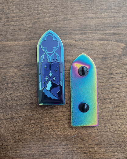 A Court of Thorns And Roses Stained Glass Enamel Pin.