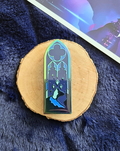 A Court of Thorns And Roses Stained Glass Enamel Pin.