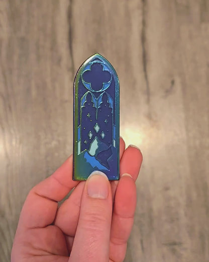 A Court of Thorns And Roses Stained Glass Enamel Pin.
