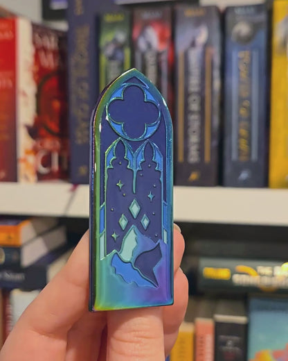A Court of Thorns And Roses Stained Glass Enamel Pin.