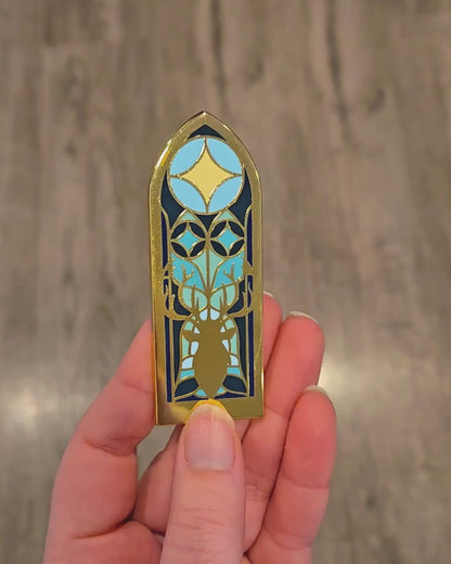 Throne of Glass Stained Glass Enamel Pin.