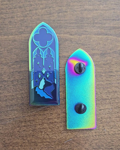 A Court of Thorns And Roses Stained Glass Enamel Pin.